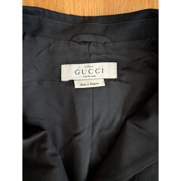 Gucci Uniform Black Wool Double Breasted Blazer Size 46 Pockets Dress - Picture 5 of 13